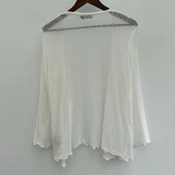 Fairy Cardigan Open Sheer White Pearl Embellishment Romantic Delicate XL - Picture 3 of 16